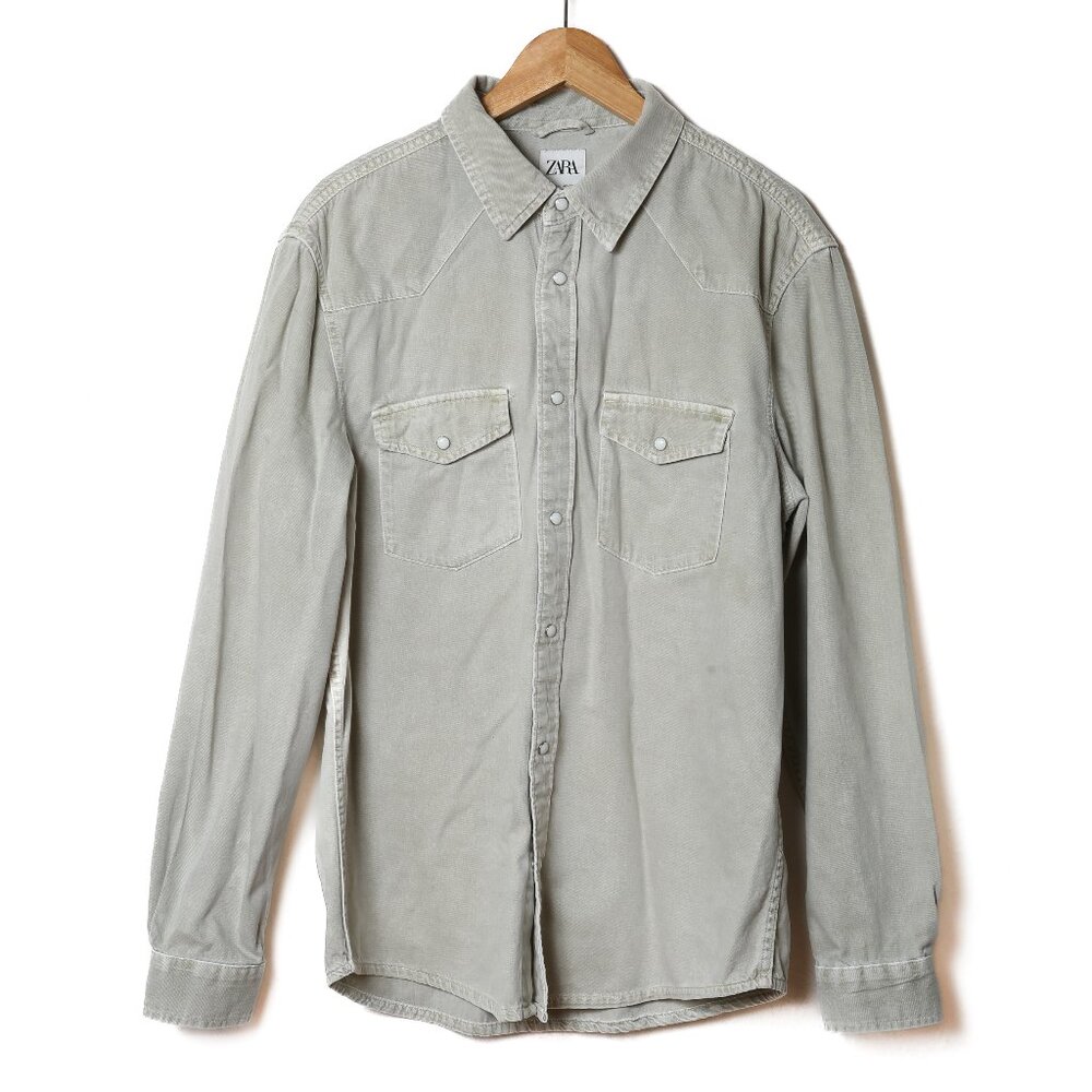 ZARA 100% Cotton Western Brushed Denim Shirt with Pearl Snap Buttons